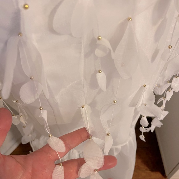 Botanics & Petals Luxury Maxi Dress In Summer White+Gold Droplets+Drop Petals - Picture 12 of 16